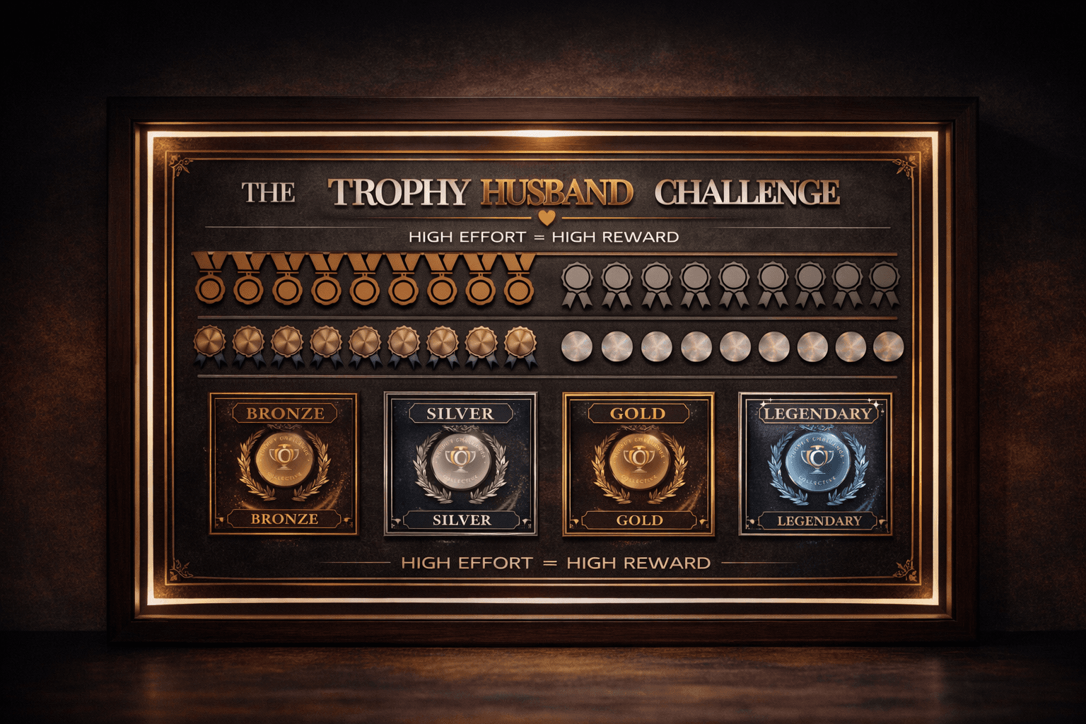 Trophy Husband Challenge game board